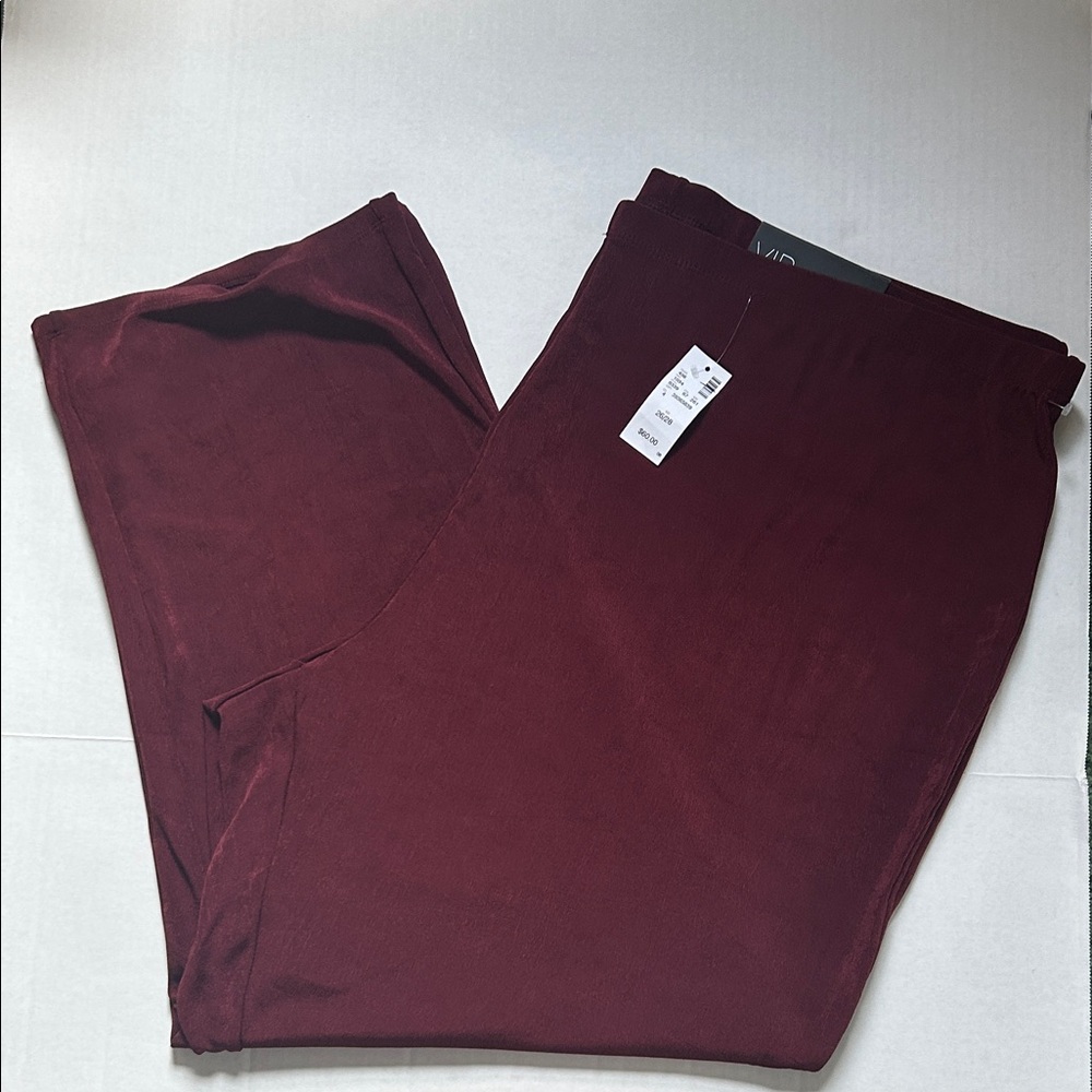 NWT VIP by Avenue wine color stretch knit pants size 26/28